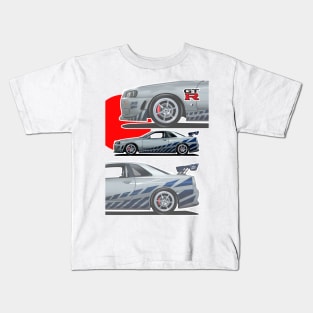 Brian's skyline gtr R34 Nissan (brian o conner) godzilla Kids T-Shirt